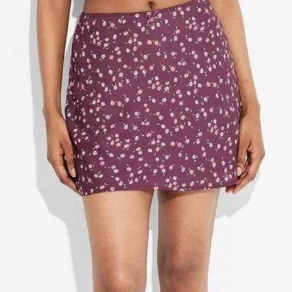 Wild Fable Floral Plum Mini Skirt